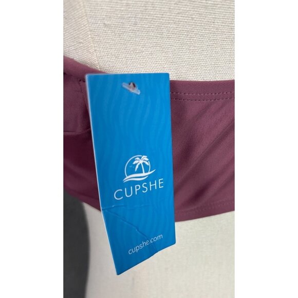 Cupshe Women's V-Neck Twist Front Bikini Top Padded Mauve Medium NWT's. - Picture 6 of 8